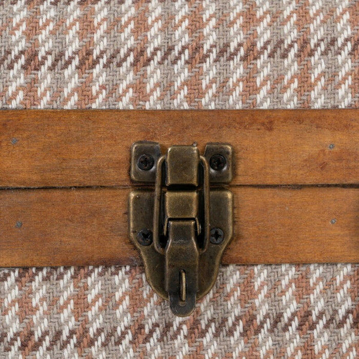 Set of trunks 80 x 41.5 x 25 cm synthetic fabric wood checkered (2 pieces)