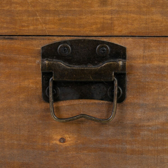 Set of trunks 80 x 41.5 x 25 cm synthetic fabric wood checkered (2 pieces)