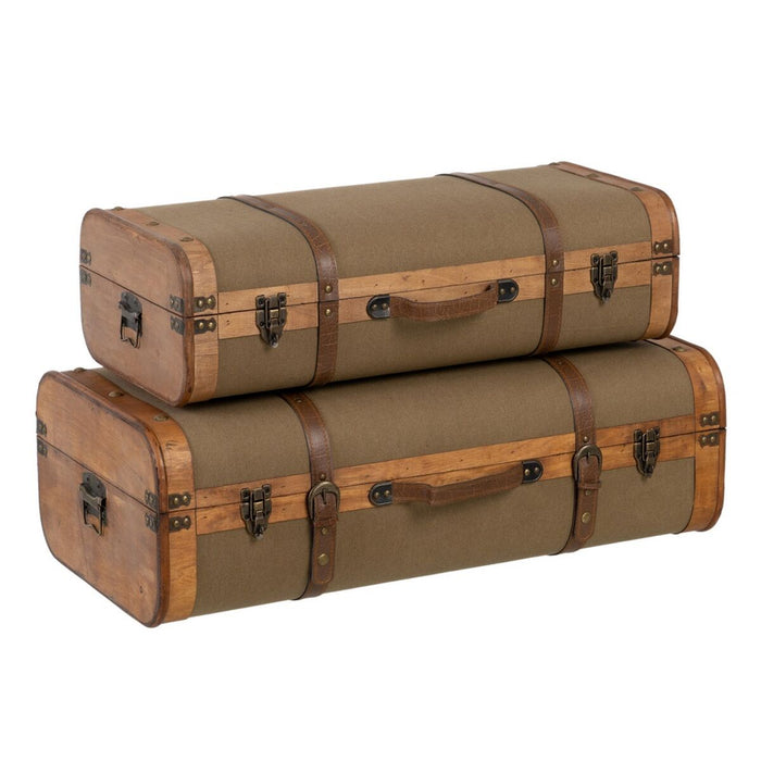 Trunk Set 80 x 41.5 x 25 cm Synthetic Fabric Wood (2 Pieces)
