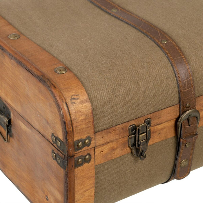 Trunk Set 80 x 41.5 x 25 cm Synthetic Fabric Wood (2 Pieces)
