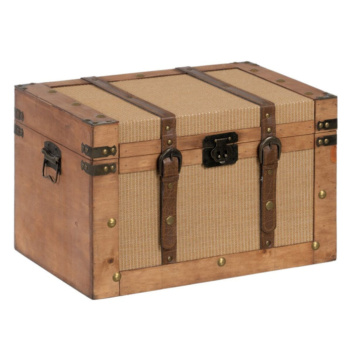 Trunk Set 45 x 30 x 29 cm Synthetic Fabric Wood (2 Pieces)
