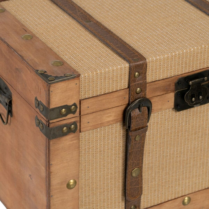 Trunk Set 45 x 30 x 29 cm Synthetic Fabric Wood (2 Pieces)