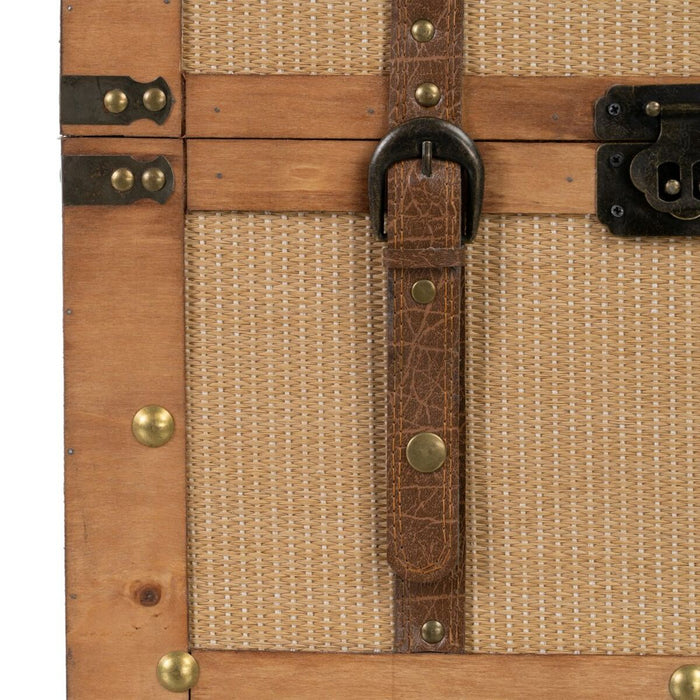 Trunk Set 45 x 30 x 29 cm Synthetic Fabric Wood (2 Pieces)
