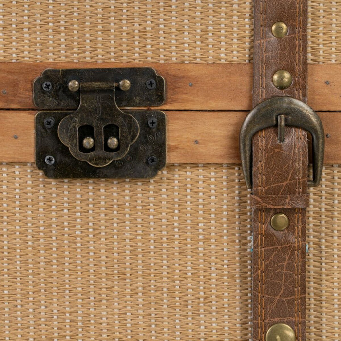 Trunk Set 45 x 30 x 29 cm Synthetic Fabric Wood (2 Pieces)