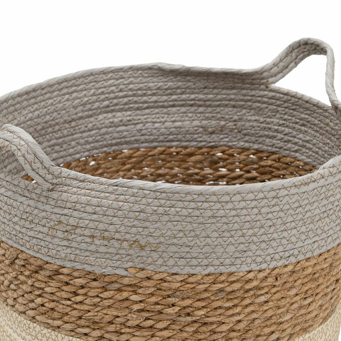 Natural Gray Basket Set Natural Fiber 48 x 48 x 42 cm (3 Pieces)