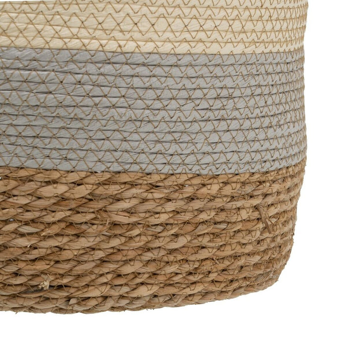Natural Gray Basket Set Natural Fiber 48 x 48 x 42 cm (3 Pieces)