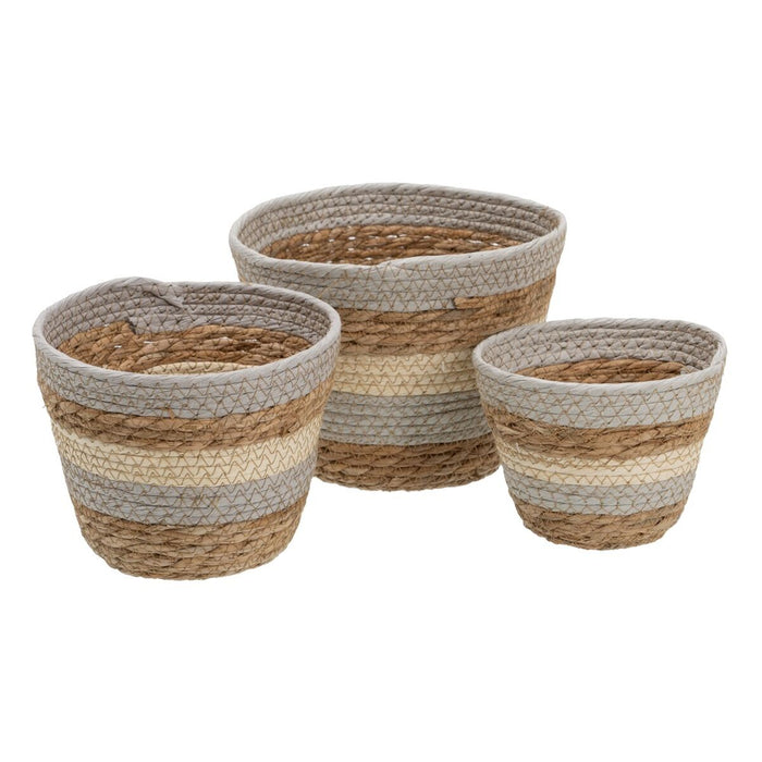 Natural Gray Basket Set 17 x 17 x 20 cm Natural Fiber (3 Pieces)