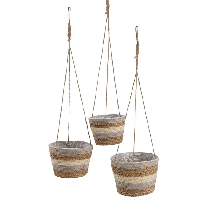 Natural Gray Basket Set Natural Fiber 20 x 20 x 27 cm (3 Pieces)