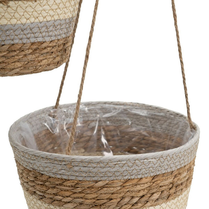 Natural Gray Basket Set Natural Fiber 20 x 20 x 27 cm (3 Pieces)