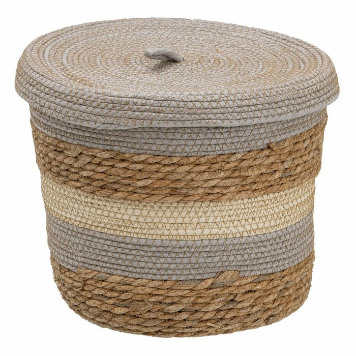 Multipurpose Basket 28 x 28 x 36 cm Natural Gray Natural Fiber (3 Pieces)