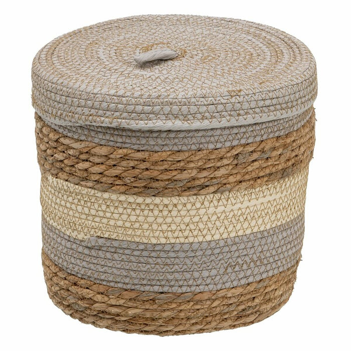 Multipurpose Basket 28 x 28 x 36 cm Natural Gray Natural Fiber (3 Pieces)