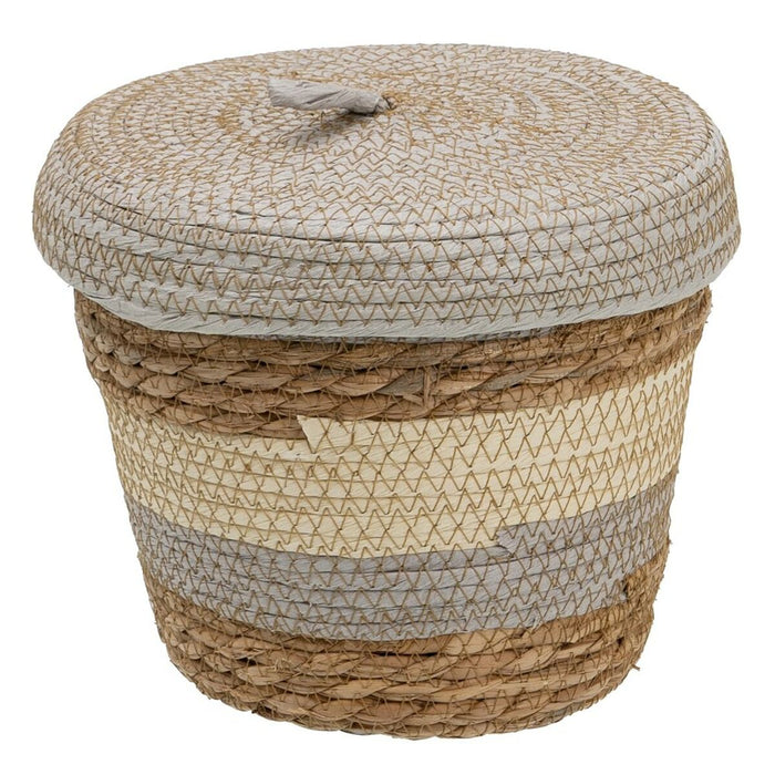 Multipurpose Basket 28 x 28 x 36 cm Natural Gray Natural Fiber (3 Pieces)