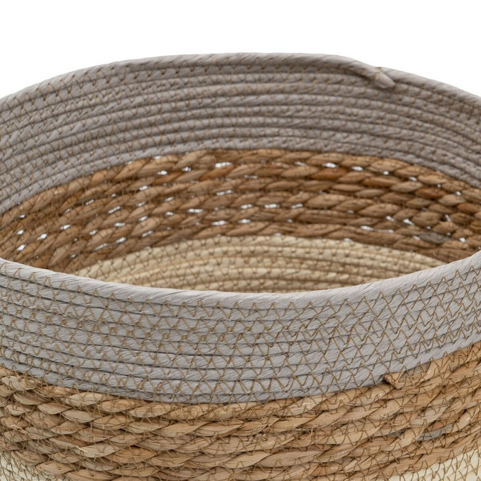 Multipurpose Basket 28 x 28 x 36 cm Natural Gray Natural Fiber (3 Pieces)