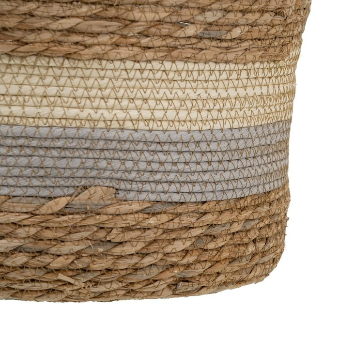Multipurpose Basket 28 x 28 x 36 cm Natural Gray Natural Fiber (3 Pieces)