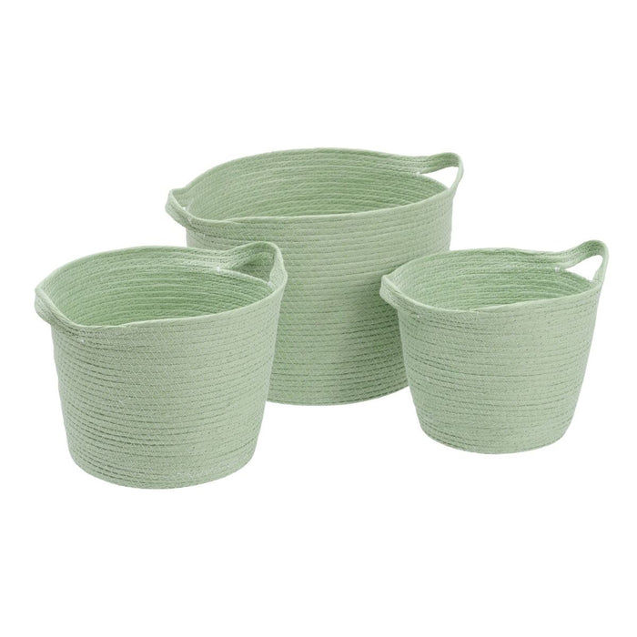 Light Green Rope Basket Set 26 x 26 x 33 cm (3 Pieces)