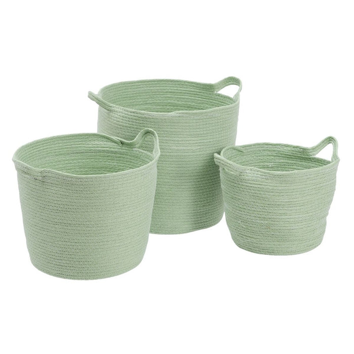 Rope Basket Set 33 x 33 x 38 cm Light Green (3 Pieces)
