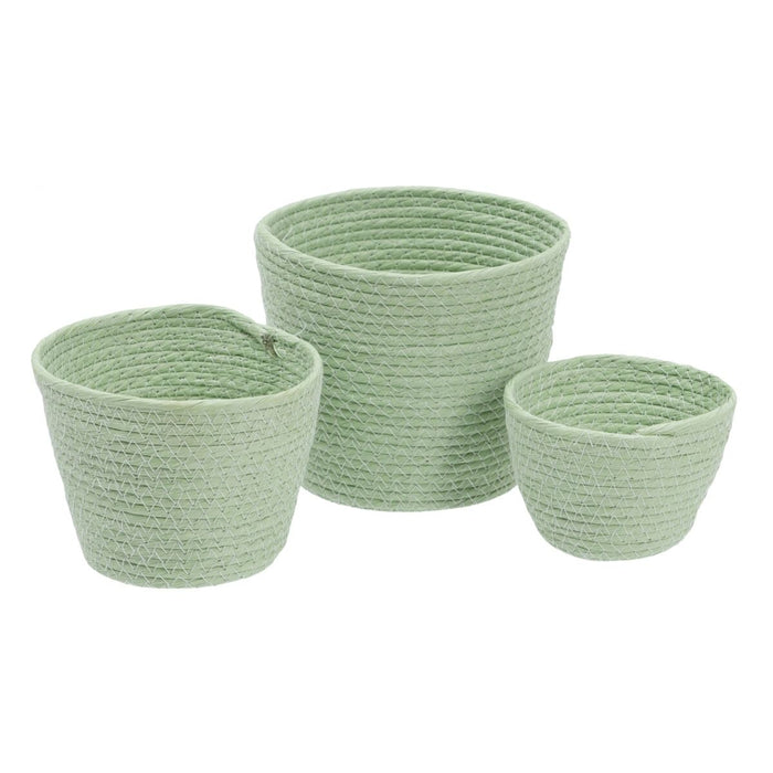 Rope Basket Set 17 x 17 x 20 cm Light Green (3 Pieces)