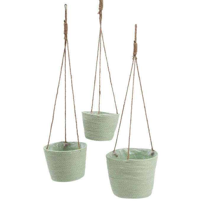 Rope Basket Set 20 x 20 x 27 cm Light Green (3 Pieces)