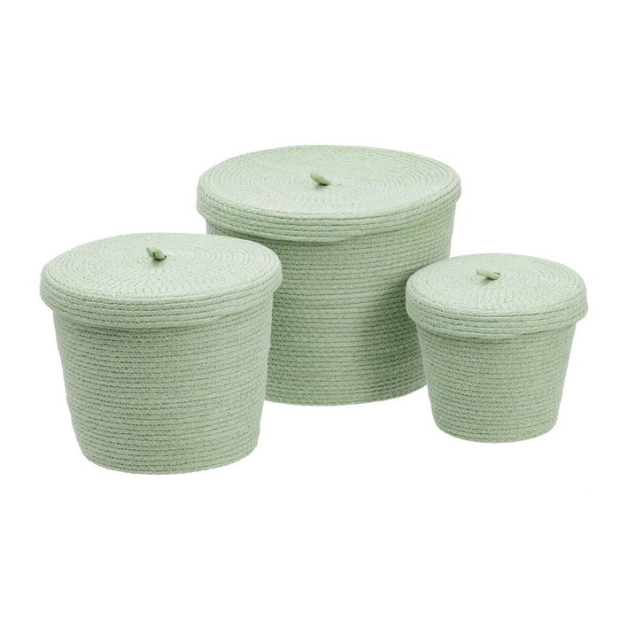 Multipurpose Basket 3 Pieces 28 x 28 x 36 cm Light Green Rope