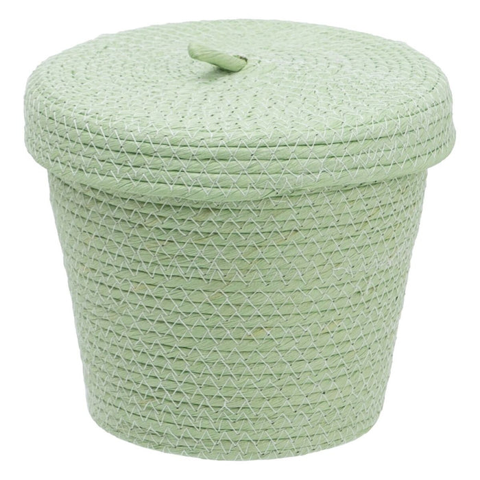 Multipurpose Basket 3 Pieces 28 x 28 x 36 cm Light Green Rope