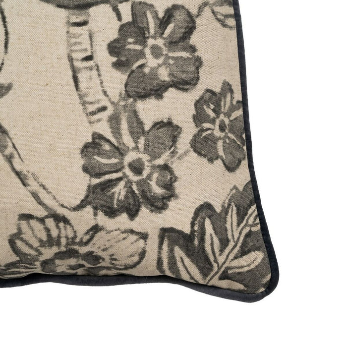 Cojín Beige Gris Flores 45 x 45 cm