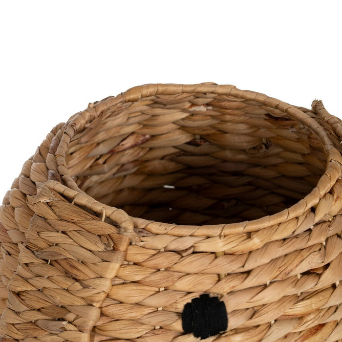 Black Beige Dog Basket Natural Fiber 27 x 27 x 19 cm