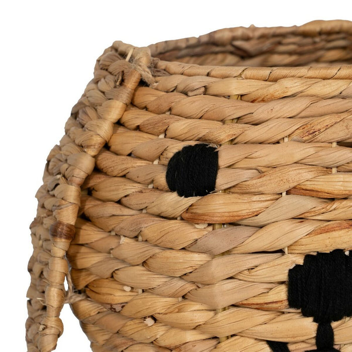 Black Beige Dog Basket Natural Fiber 27 x 27 x 19 cm