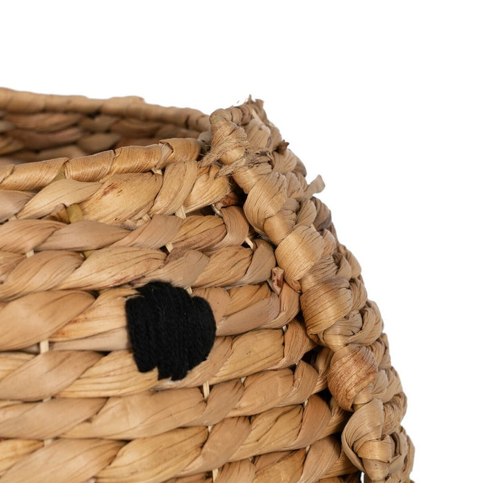 Black Beige Dog Basket Natural Fiber 27 x 27 x 19 cm