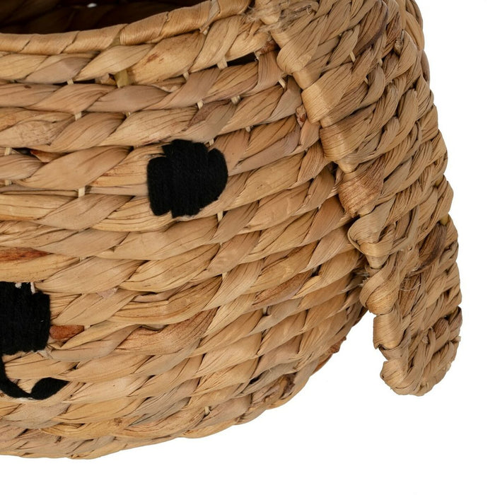 Black Beige Dog Basket Natural Fiber 27 x 27 x 19 cm