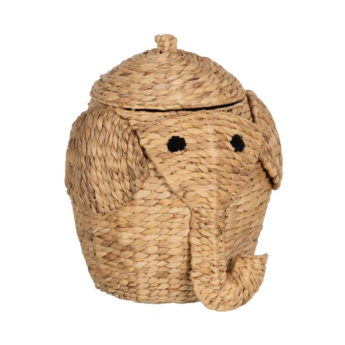Elephant Basket Black Beige Natural fiber 38 x 38 x 42 cm