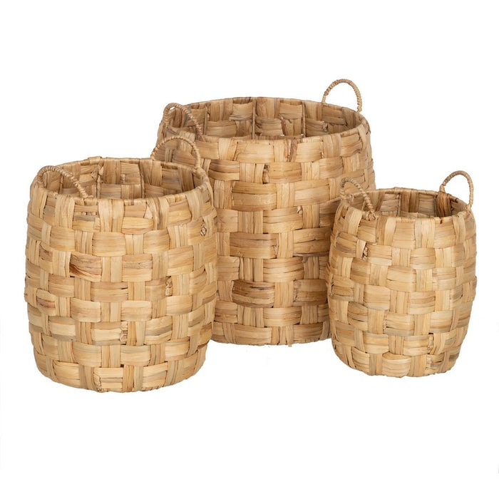 Beige Natural Fiber Basket Set 37 x 37 x 40 cm (3 Units)