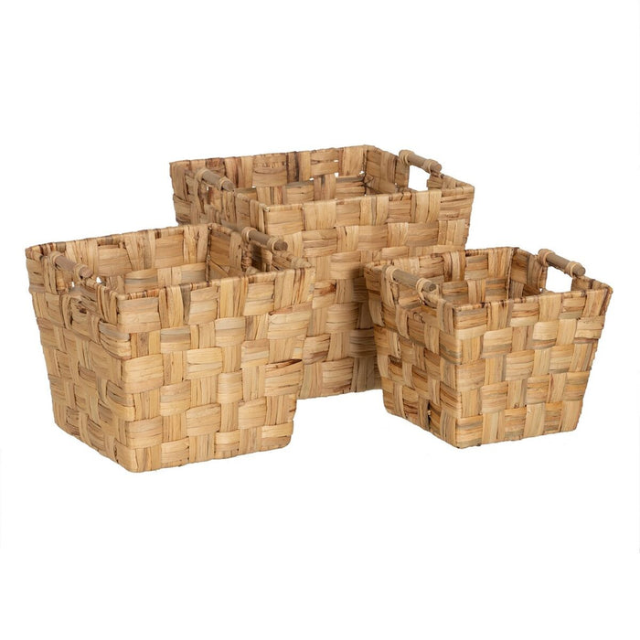 Beige Natural Fiber Basket Set 40 x 40 x 35 cm (3 Units)