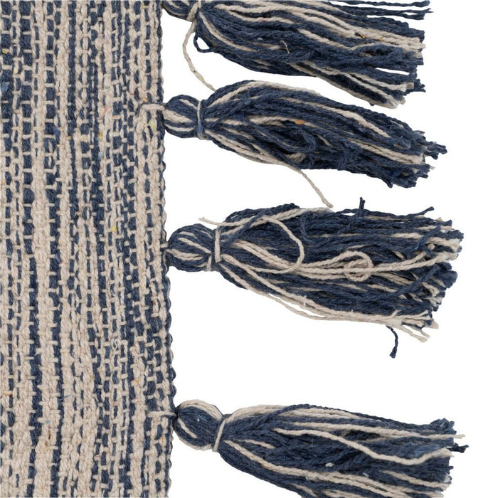 Blue White Rug 70% Cotton 30% Polyester 160 x 230 cm