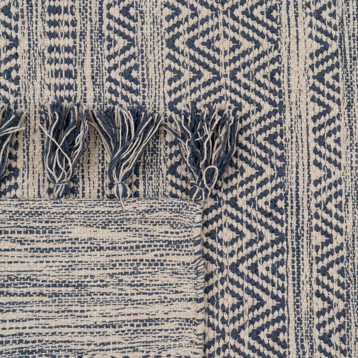 Blue White Rug 70% Cotton 30% Polyester 160 x 230 cm