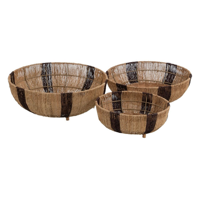 Set of Natural Brown Jute Baskets 42 x 42 x 13 cm (3 Units)