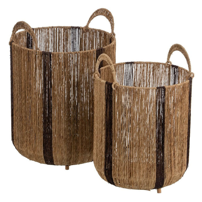 Natural Brown Jute Basket Set 35 x 35 x 48 cm (2 Pieces)
