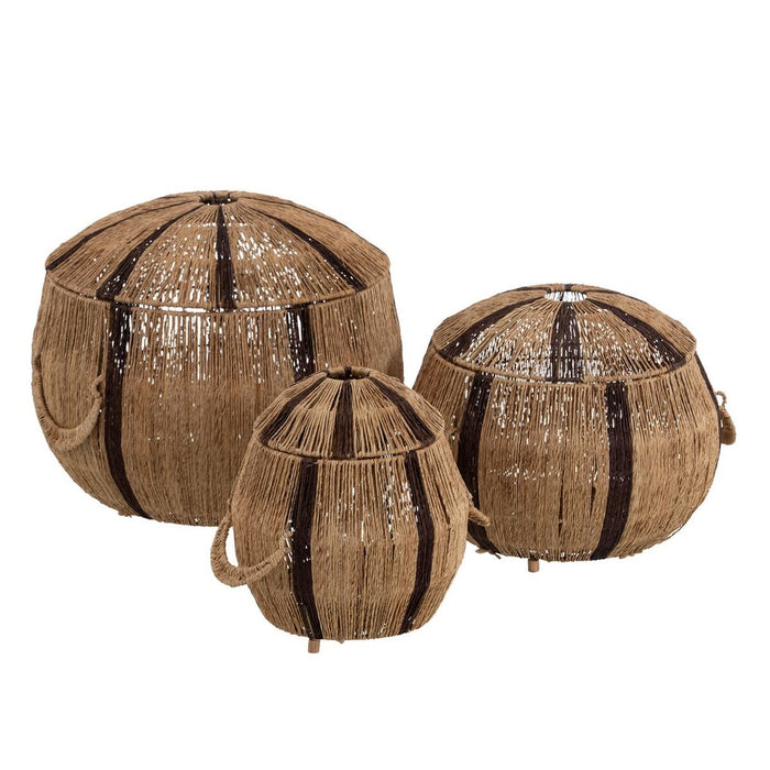 Set of Natural Brown Jute Baskets 45 x 45 x 36 cm (3 Pieces)
