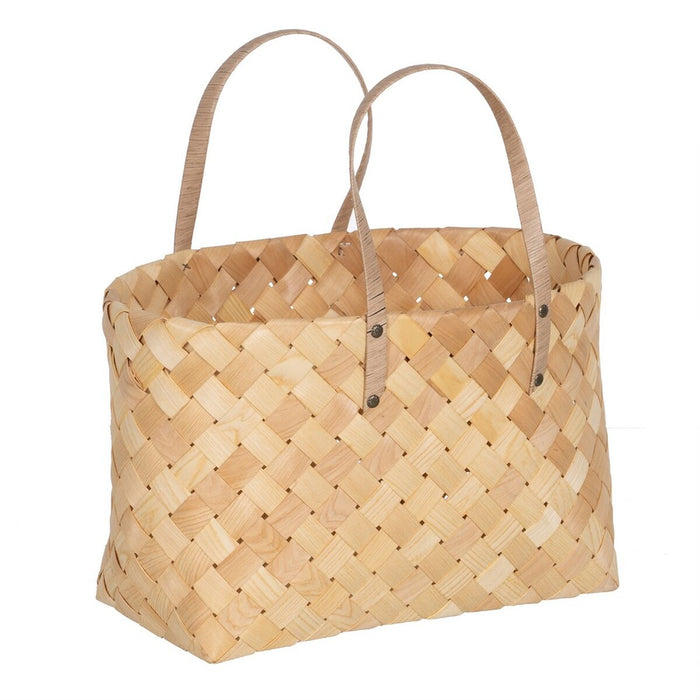 Natural Wood Basket Set 50 x 22 x 28 cm (2 Units)