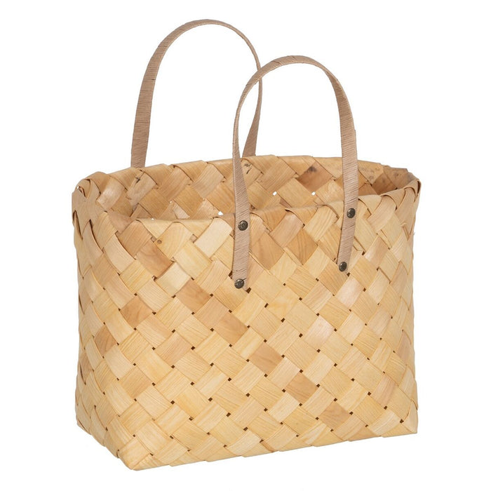 Natural Wood Basket Set 50 x 22 x 28 cm (2 Units)