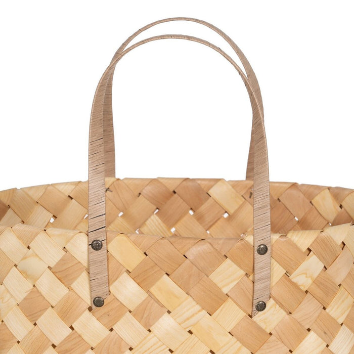 Natural Wood Basket Set 50 x 22 x 28 cm (2 Units)