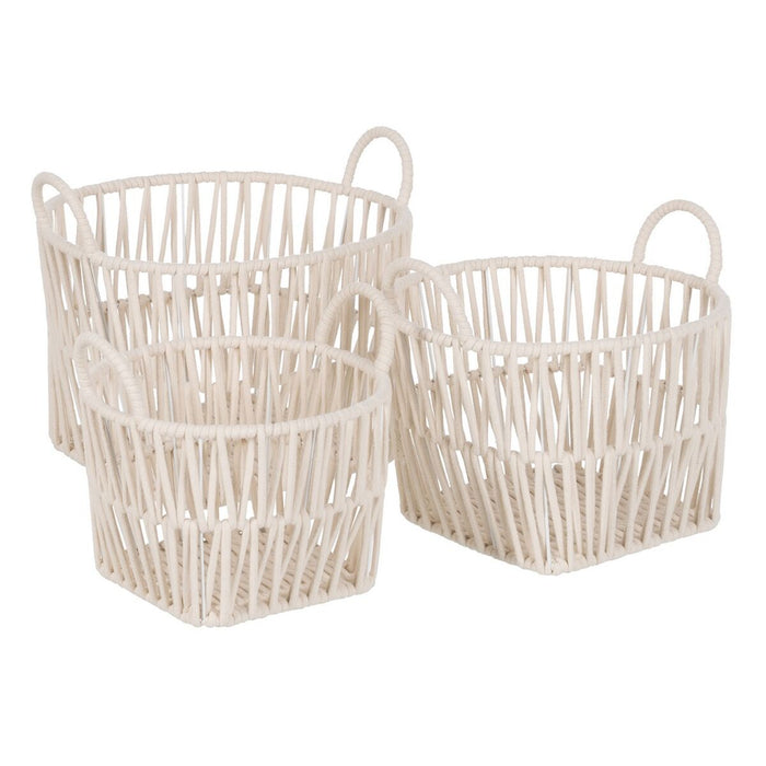 White Rope Basket Set 38 x 38 x 32 cm (3 Pieces)