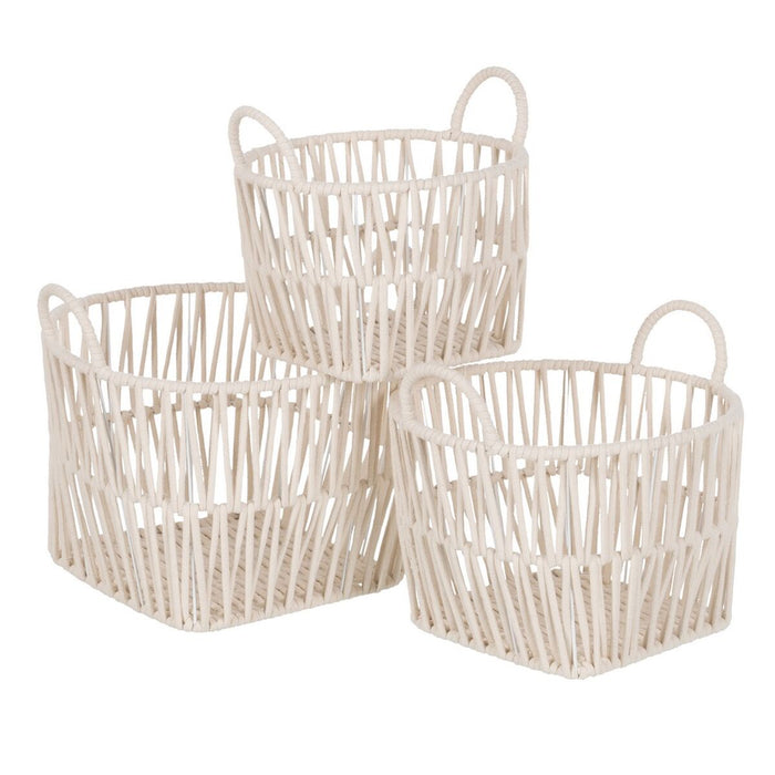 White Rope Basket Set 38 x 38 x 32 cm (3 Pieces)