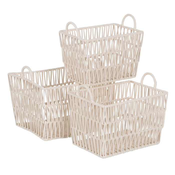 White Rope Basket Set 45 x 35 x 36 cm (3 Pieces)