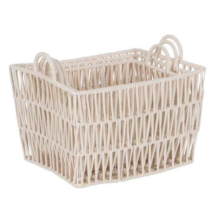 White Rope Basket Set 45 x 35 x 36 cm (3 Pieces)