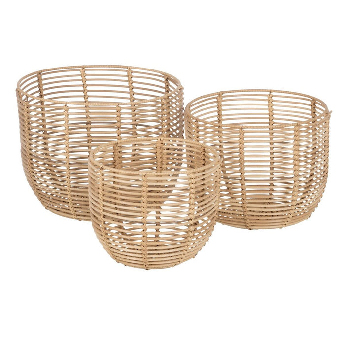 Natural Resin Basket Set 35 x 35 x 29 cm (3 Pieces)