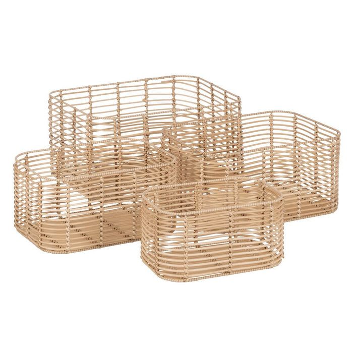Set of Natural Resin Baskets 46 x 35 x 23 cm (4 Units)