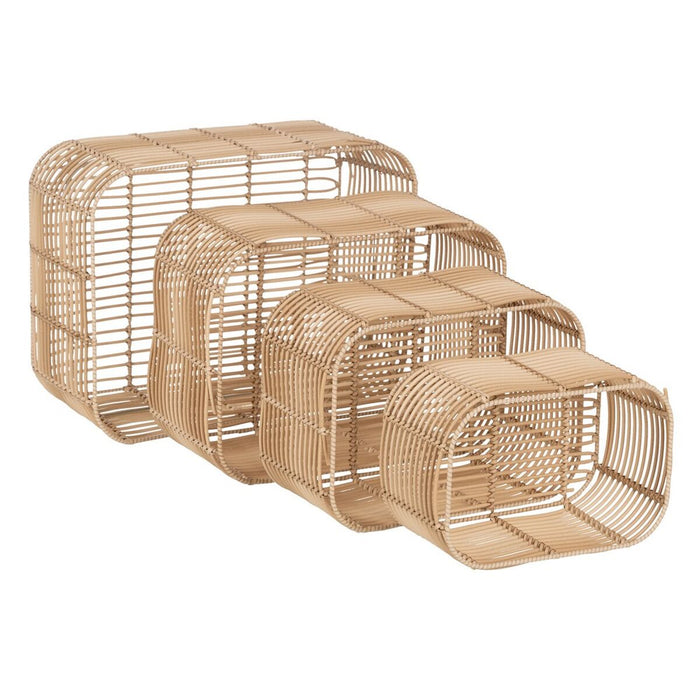 Set of Natural Resin Baskets 46 x 35 x 23 cm (4 Units)