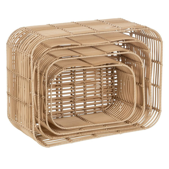 Set of Natural Resin Baskets 46 x 35 x 23 cm (4 Units)