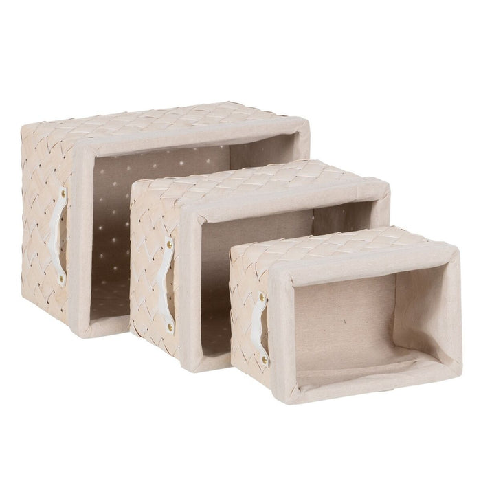 Juego de Cestas Blanco Madera Tejido 39,5 x 30 x 24 cm (3 Unidades)