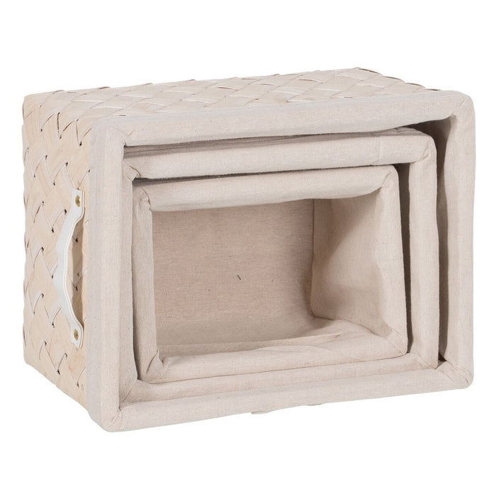 Juego de Cestas Blanco Madera Tejido 39,5 x 30 x 24 cm (3 Unidades)